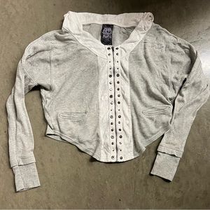 Free People Cropped Zip Up Grommet Hoodie Size Small